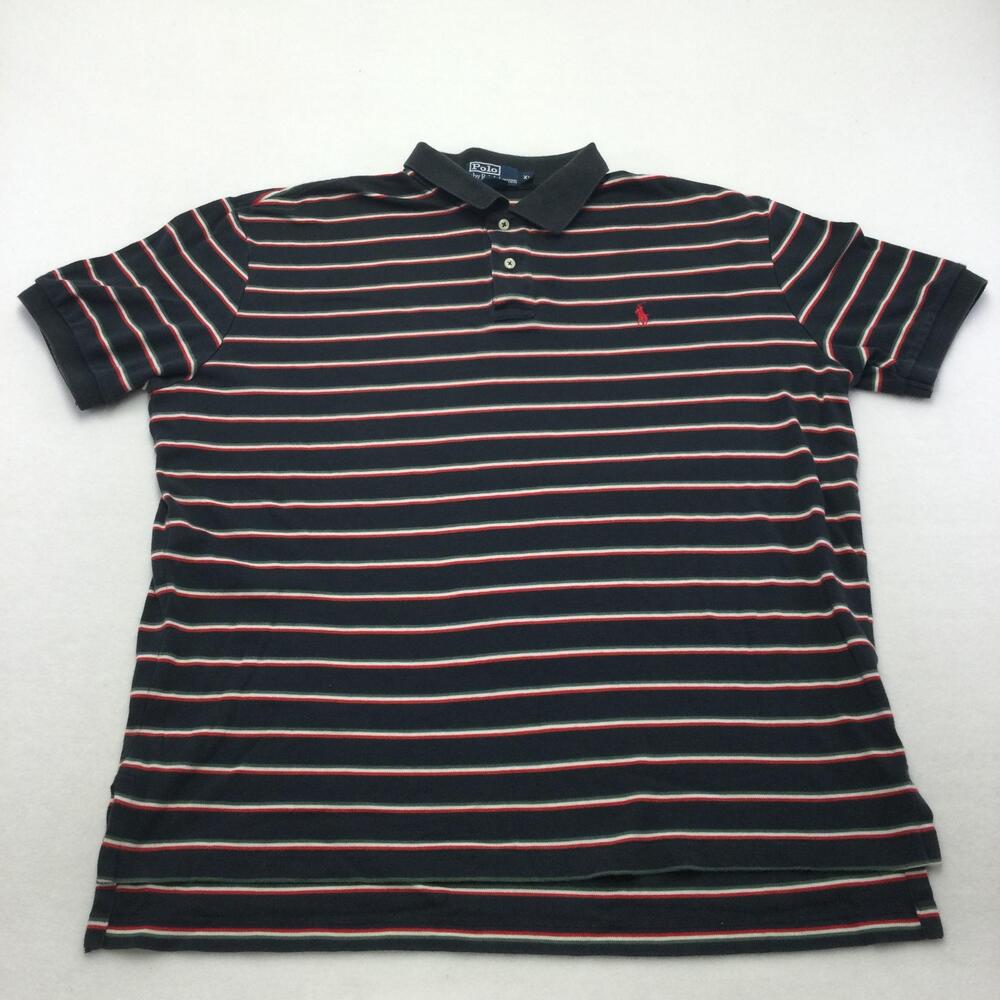 Polo By Ralph Lauren Polo Shirt Mens XL Blue Striped Short Sleeve Casual Cotton